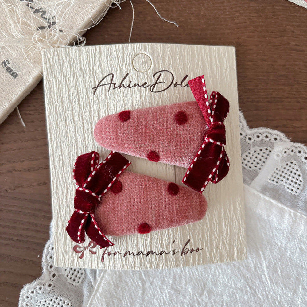 MyKids-USA® Collection of Cute Pink Dots Pattern Hair Clips or Hair Ties