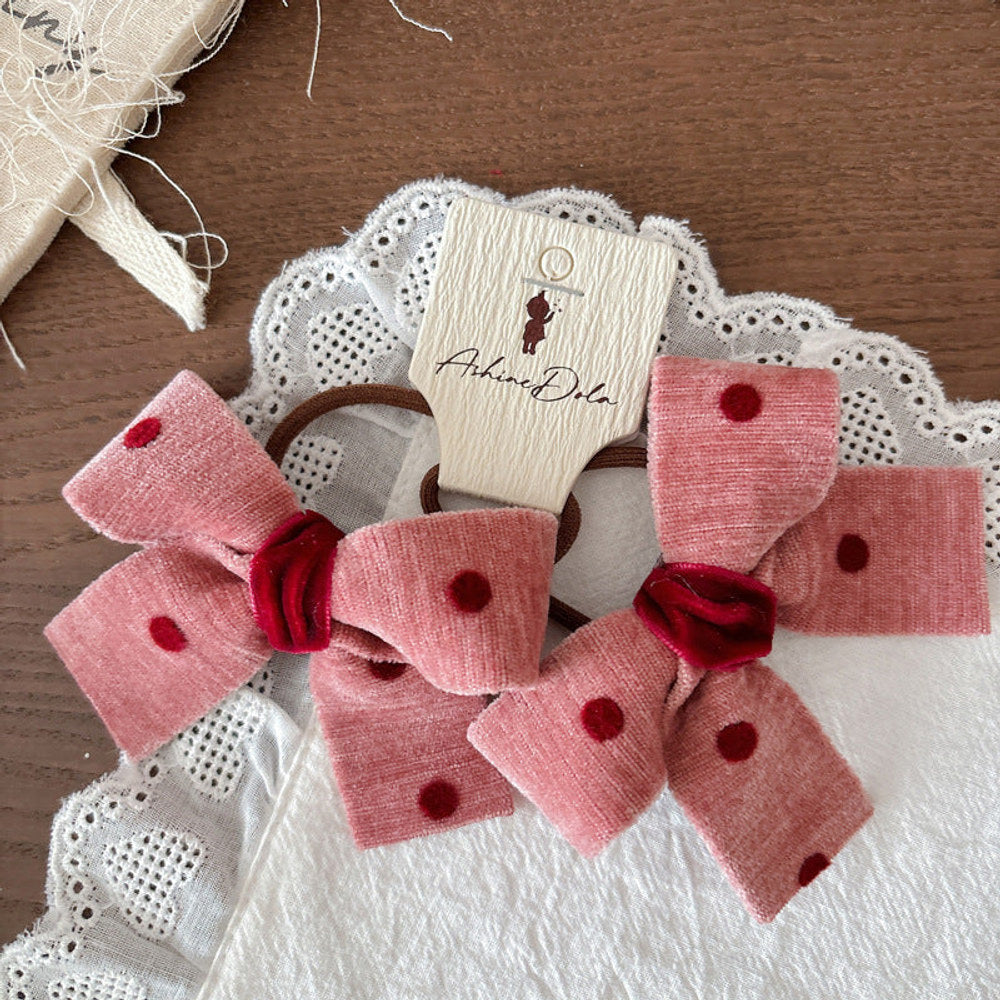 MyKids-USA® Collection of Cute Pink Dots Pattern Hair Clips or Hair Ties