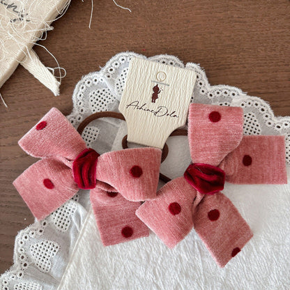 MyKids-USA® Collection of Cute Pink Dots Pattern Hair Clips or Hair Ties