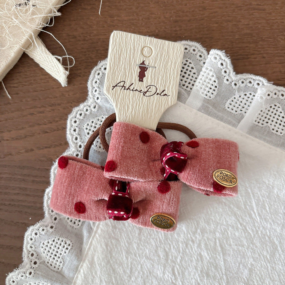MyKids-USA® Collection of Cute Pink Dots Pattern Hair Clips or Hair Ties