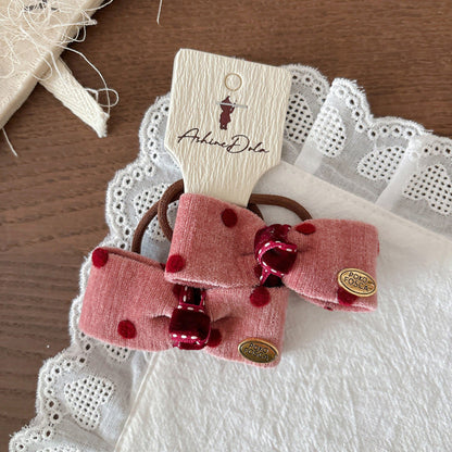 MyKids-USA® Collection of Cute Pink Dots Pattern Hair Clips or Hair Ties