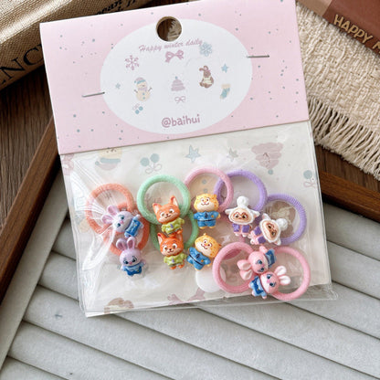 MyKids-USA® Collection of 10 Cute Animals Cartoon Pattern Hair Clips or Hair Ties