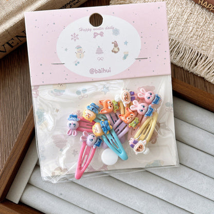 MyKids-USA® Collection of 10 Cute Animals Cartoon Pattern Hair Clips or Hair Ties