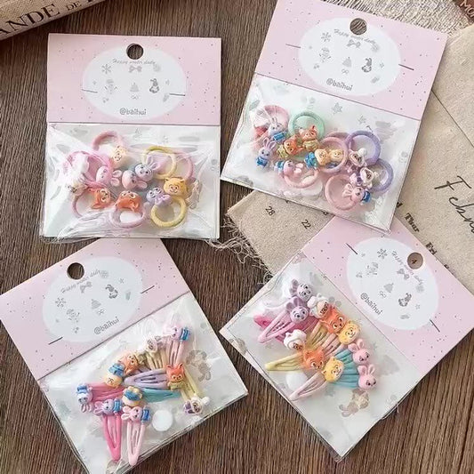MyKids-USA® Collection of 10 Cute Animals Cartoon Pattern Hair Clips or Hair Ties