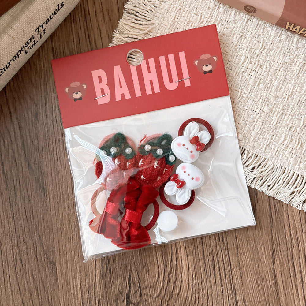 Collection of 6 Cute Red Color Hair Ties