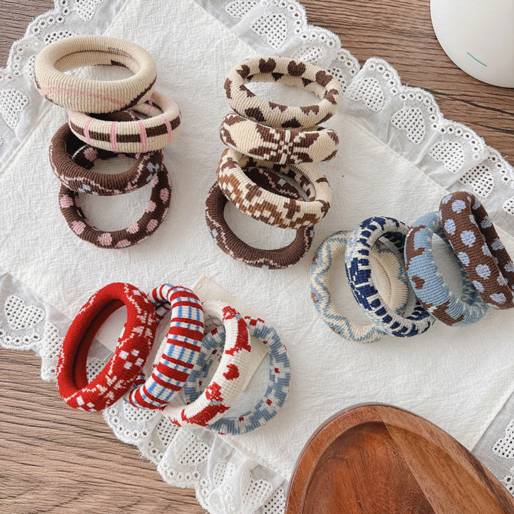 MyKids-USA® Collection of 4 Elastic Knitted Hair Ties