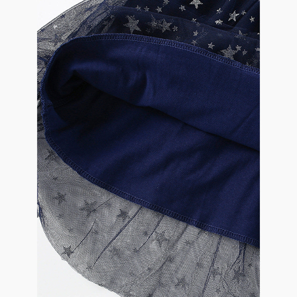 MyKids-USA® Horse and Stars Pattern Fly Sleeves Crew Neck Dress for Stylish Girls