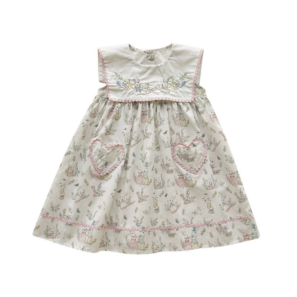 MyKids-USA® Baby Girls Sleeveless Cartoon and Flowers Pattern Dress