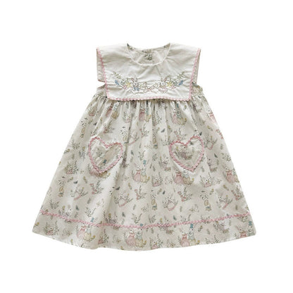 MyKids-USA® Baby Girls Sleeveless Cartoon and Flowers Pattern Dress