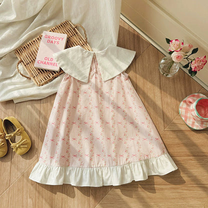 MyKids-USA® Baby Girls Sleeveless Flowers and Striped Pattern Dress