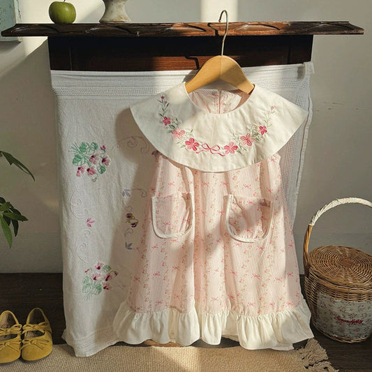 MyKids-USA® Baby Girls Sleeveless Flowers and Striped Pattern Dress