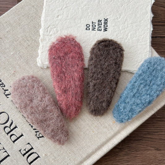 MyKids-USA® Cute Fluffy Solid Color Hair Clips