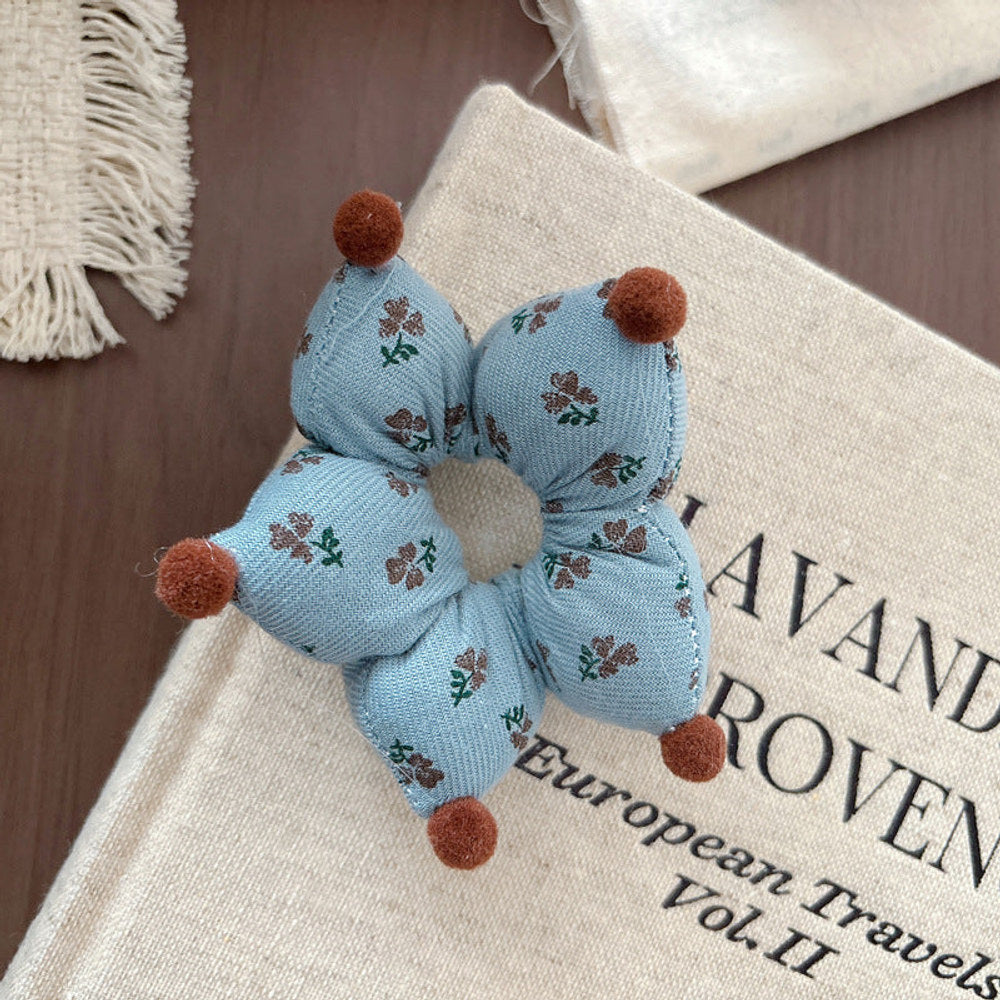 Vintage Floral Pattern Cloth Big Hair Ties