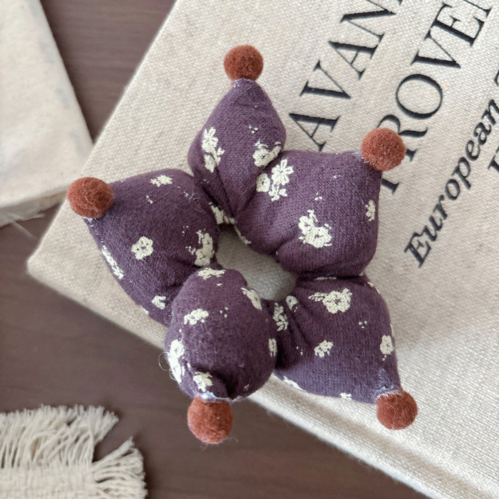 Vintage Floral Pattern Cloth Big Hair Ties