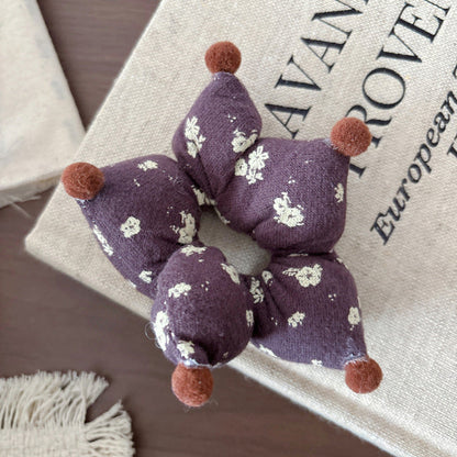 Vintage Floral Pattern Cloth Big Hair Ties