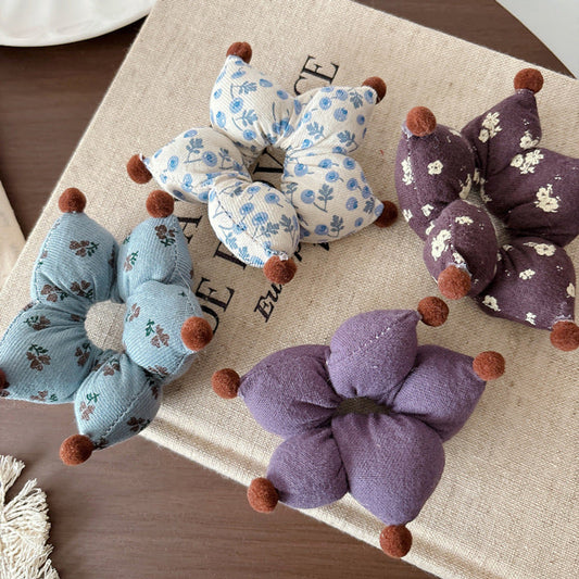 MyKids-USA® Vintage Floral Pattern Cloth Big Hair Ties