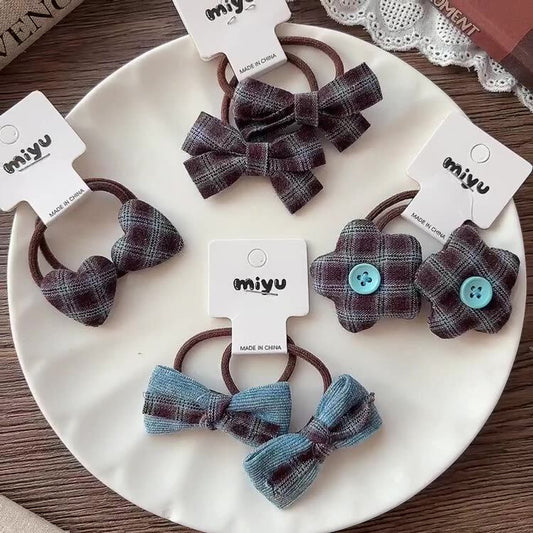 MyKids-USA® Cute Plaid Pattern Cloth Hair Ties