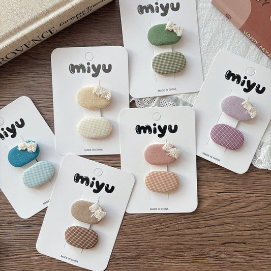 MyKids-USA® Cute Plaid Pattern Cloth Hair Clips