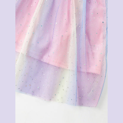 Summer Arrival Animals and Dots Pattern Fly Sleeves Crew Neck Dress for Stylish Girls