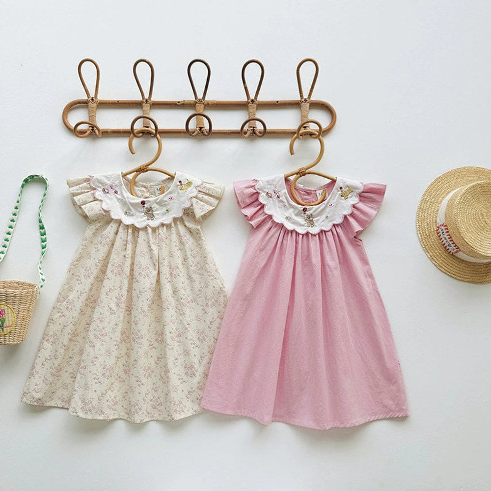 MyKids-USA® Baby Girls Fly Sleeves Animals Cartoon Pattern Collar Dress