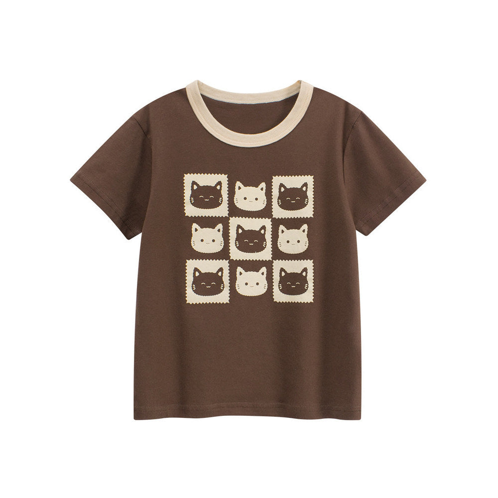 MyKids-USA® Girls’ Cartoon Pattern T-shirt in European and American Style