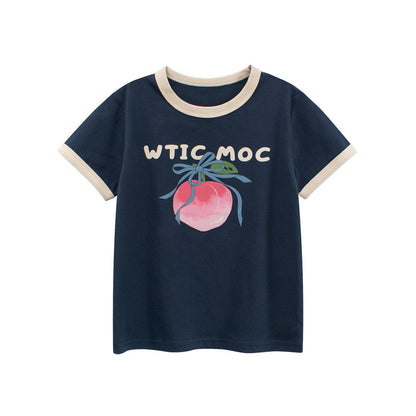 MyKids-USA® Girls’ Fruits and Letters Pattern T-shirt in European and American Style