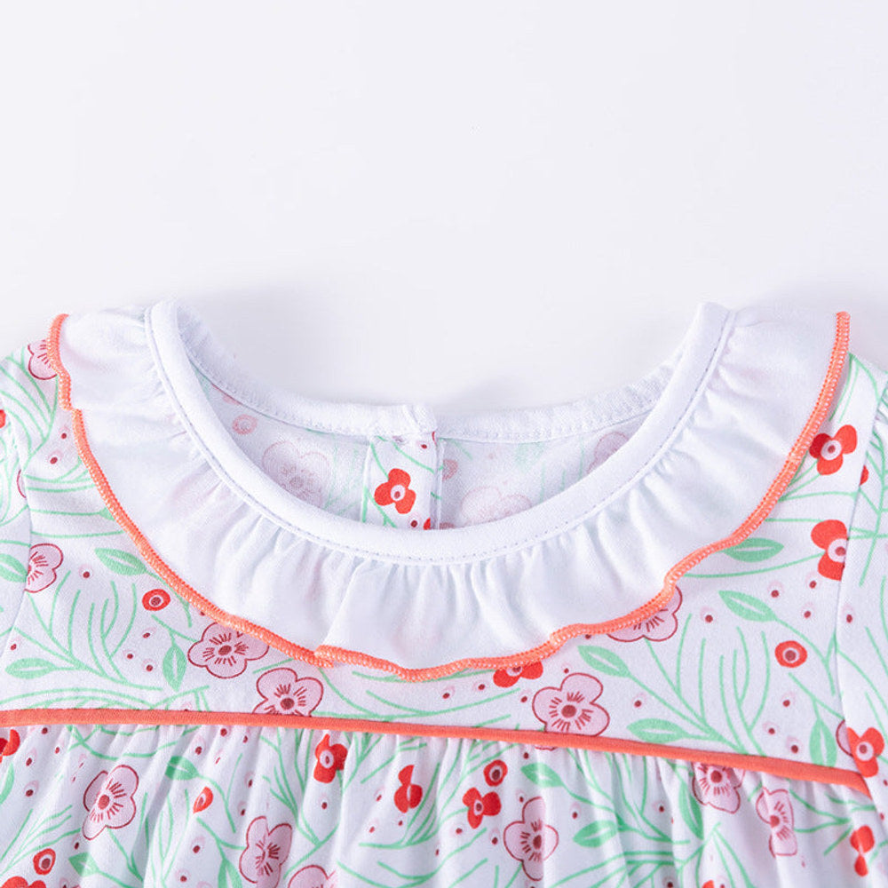 MyKids-USA® Flowers Pattern Short Sleeves Dress with Collar for Stylish Girls