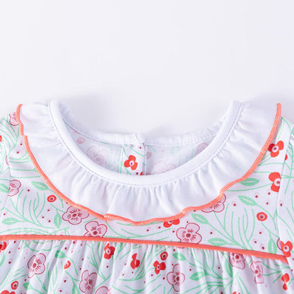 MyKids-USA® Flowers Pattern Short Sleeves Dress with Collar for Stylish Girls