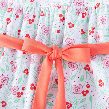 MyKids-USA® Flowers Pattern Short Sleeves Dress with Collar for Stylish Girls