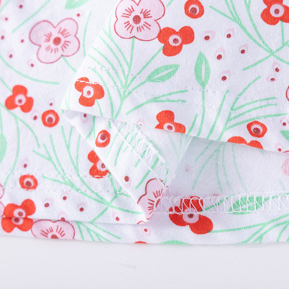 MyKids-USA® Flowers Pattern Short Sleeves Dress with Collar for Stylish Girls