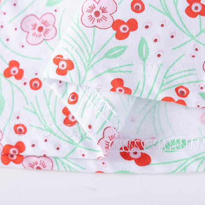MyKids-USA® Flowers Pattern Short Sleeves Dress with Collar for Stylish Girls