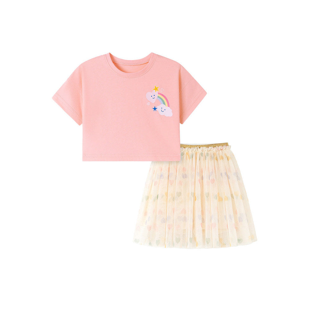 MyKids-USA® Baby Kids Girls Short Sleeves Cartoon Pattern T-shirt and Skirt Clothing Set