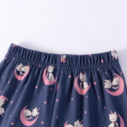 MyKids-USA® Baby Kids Girls Short Sleeves Cats Cartoon Pattern T-shirt and Shorts Clothing Set