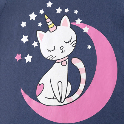 MyKids-USA® Baby Kids Girls Short Sleeves Cats Cartoon Pattern T-shirt and Shorts Clothing Set