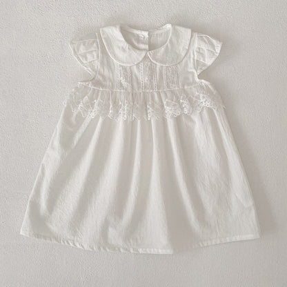 MyKids-USA® Girls Flowers Pattern Lace Trim Onesies and Dress – Princess Sister Matching Set