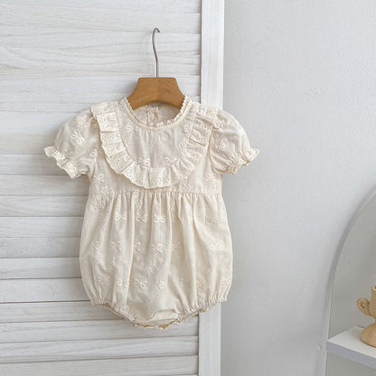 MyKids-USA® Baby Girls French-style Butterfly-bows Embroidery Pattern Short-sleeved Onesies and Dress – Princess Sister Matching Set