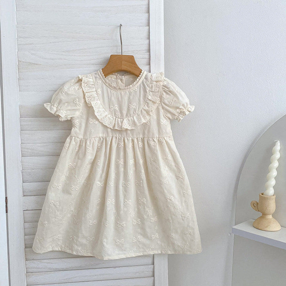 MyKids-USA® Baby Girls French-style Butterfly-bows Embroidery Pattern Short-sleeved Onesies and Dress – Princess Sister Matching Set