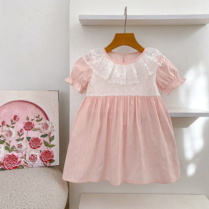 MyKids-USA® Baby Girls Color Patchwork Flowers Pattern Short-sleeved Onesies and Dress – Princess Sister Matching Set