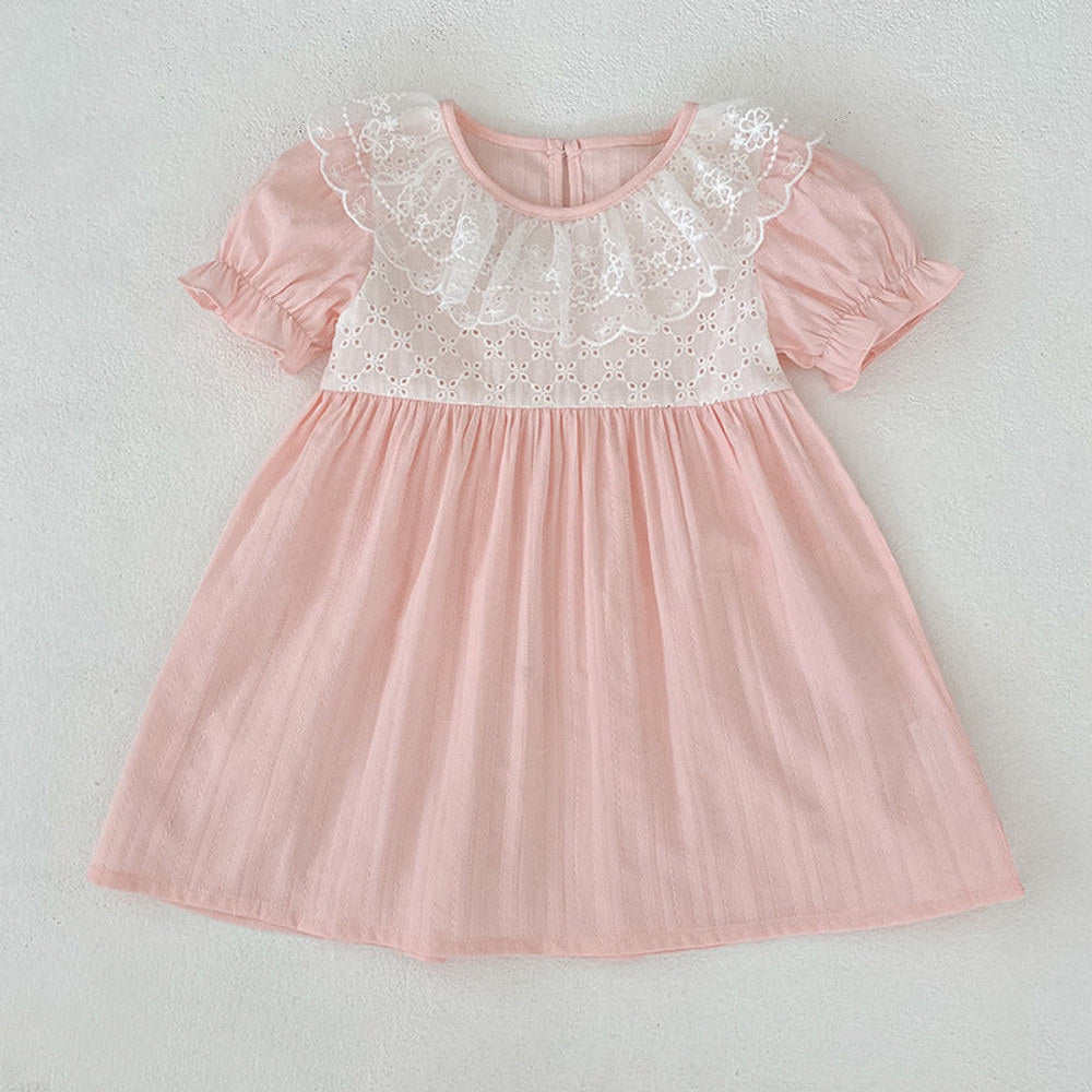 MyKids-USA® Baby Girls Color Patchwork Flowers Pattern Short-sleeved Onesies and Dress – Princess Sister Matching Set