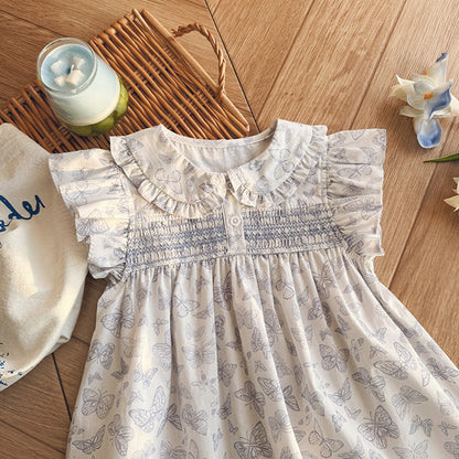 MyKids-USA® Baby Girls Fly Sleeves Butterfly Pattern Dress
