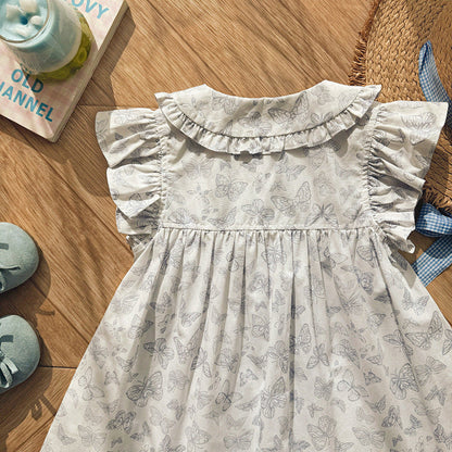 MyKids-USA® Baby Girls Fly Sleeves Butterfly Pattern Dress