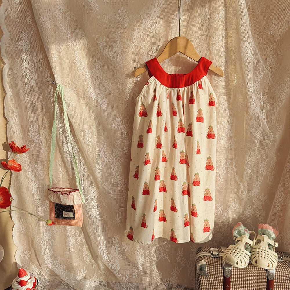 MyKids-USA® Baby Girls Sleeveless Cartoon Teddy Bear Pattern Dress