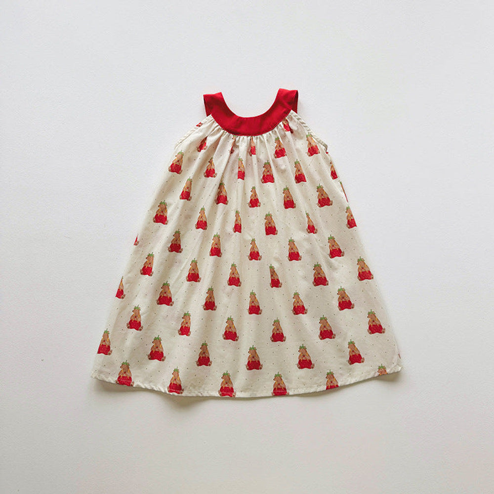 MyKids-USA® Baby Girls Sleeveless Cartoon Teddy Bear Pattern Dress