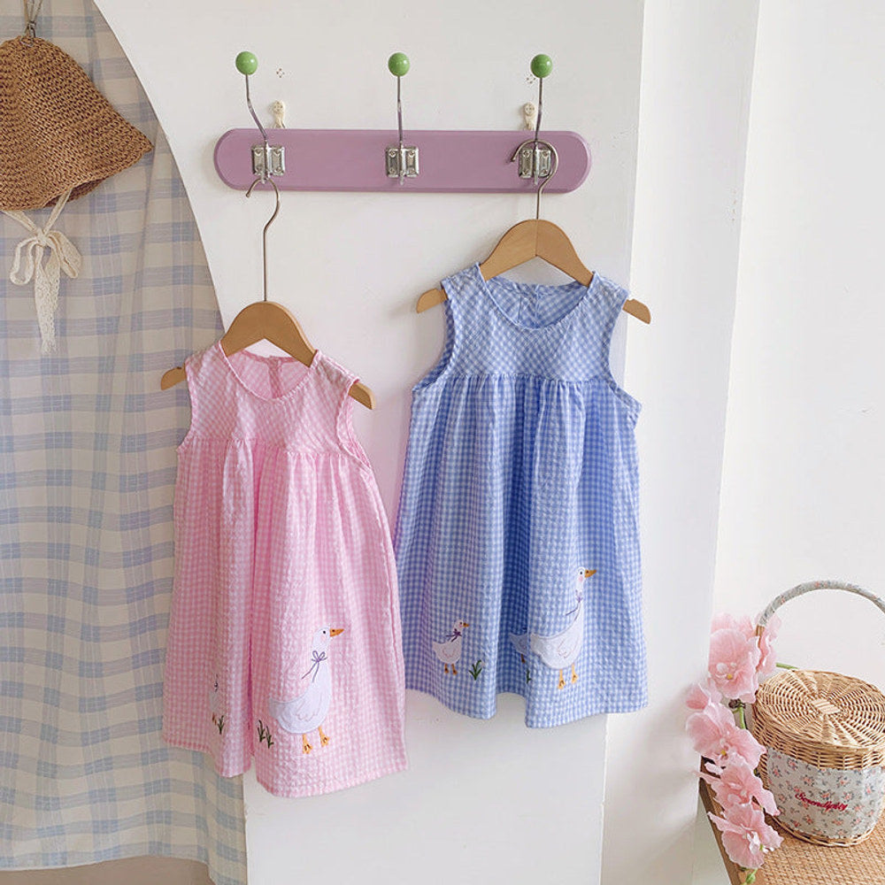 MyKids-USA® Baby Girls Sleeveless Cartoon Ducks Pattern Dress