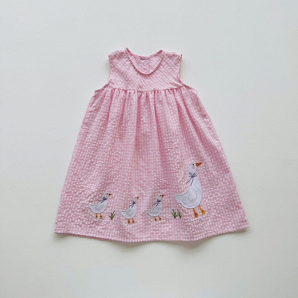 MyKids-USA® Baby Girls Sleeveless Cartoon Ducks Pattern Dress