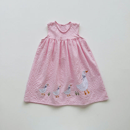 MyKids-USA® Baby Girls Sleeveless Cartoon Ducks Pattern Dress