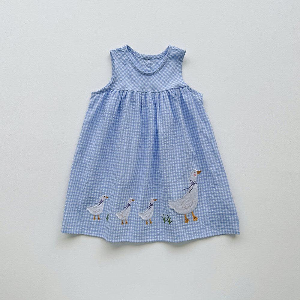 MyKids-USA® Baby Girls Sleeveless Cartoon Ducks Pattern Dress