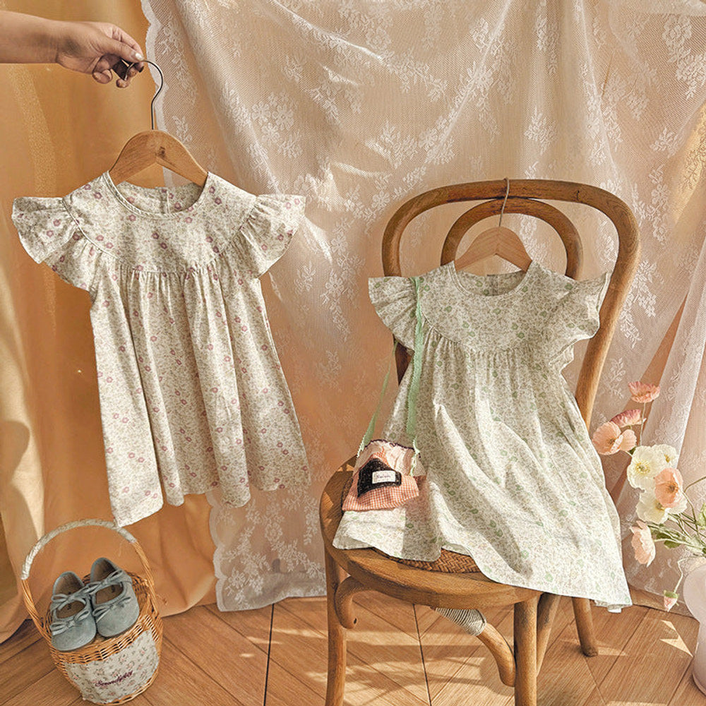 MyKids-USA® Baby Girls Fly Sleeves Floral Pattern Dress