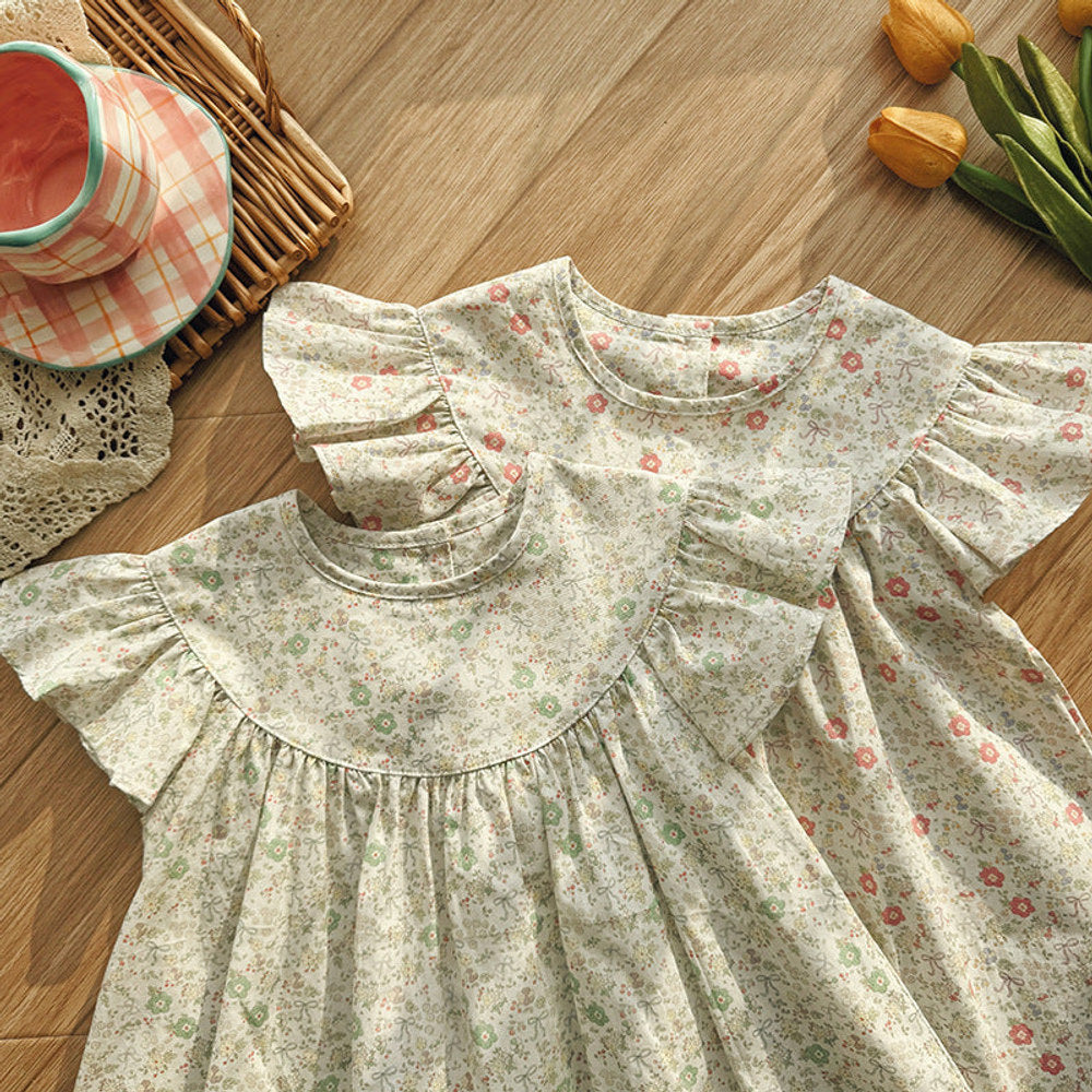 MyKids-USA® Baby Girls Fly Sleeves Floral Pattern Dress