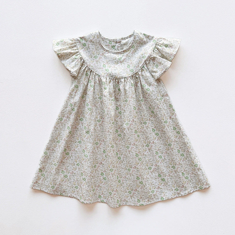 MyKids-USA® Baby Girls Fly Sleeves Floral Pattern Dress